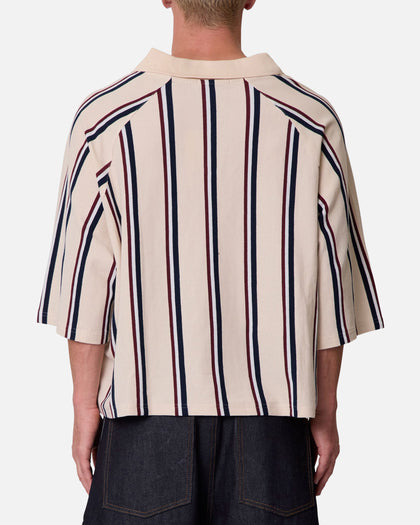 MNML Wide Striped Polo Shirt White/Navy