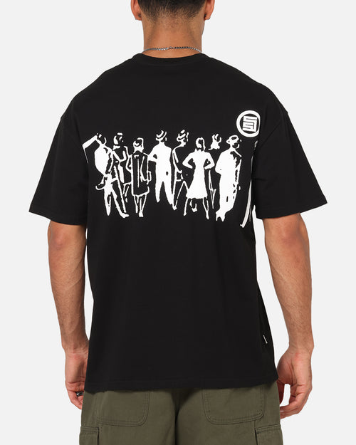S Double People Stripe T-Shirt Black