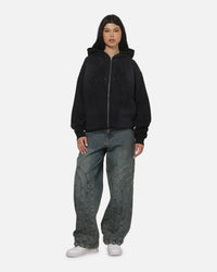 73Studio Marvel Spider-Man Battle Torn Zip Hoodie Washed Black