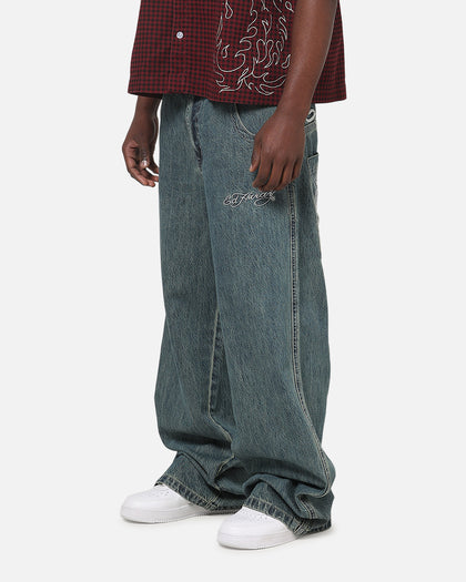 Ed Hardy Dragon Ultra Wide Jeans Mid Blue