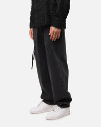 XXIII Tie Lace Baggy Jeans Black Stonewash