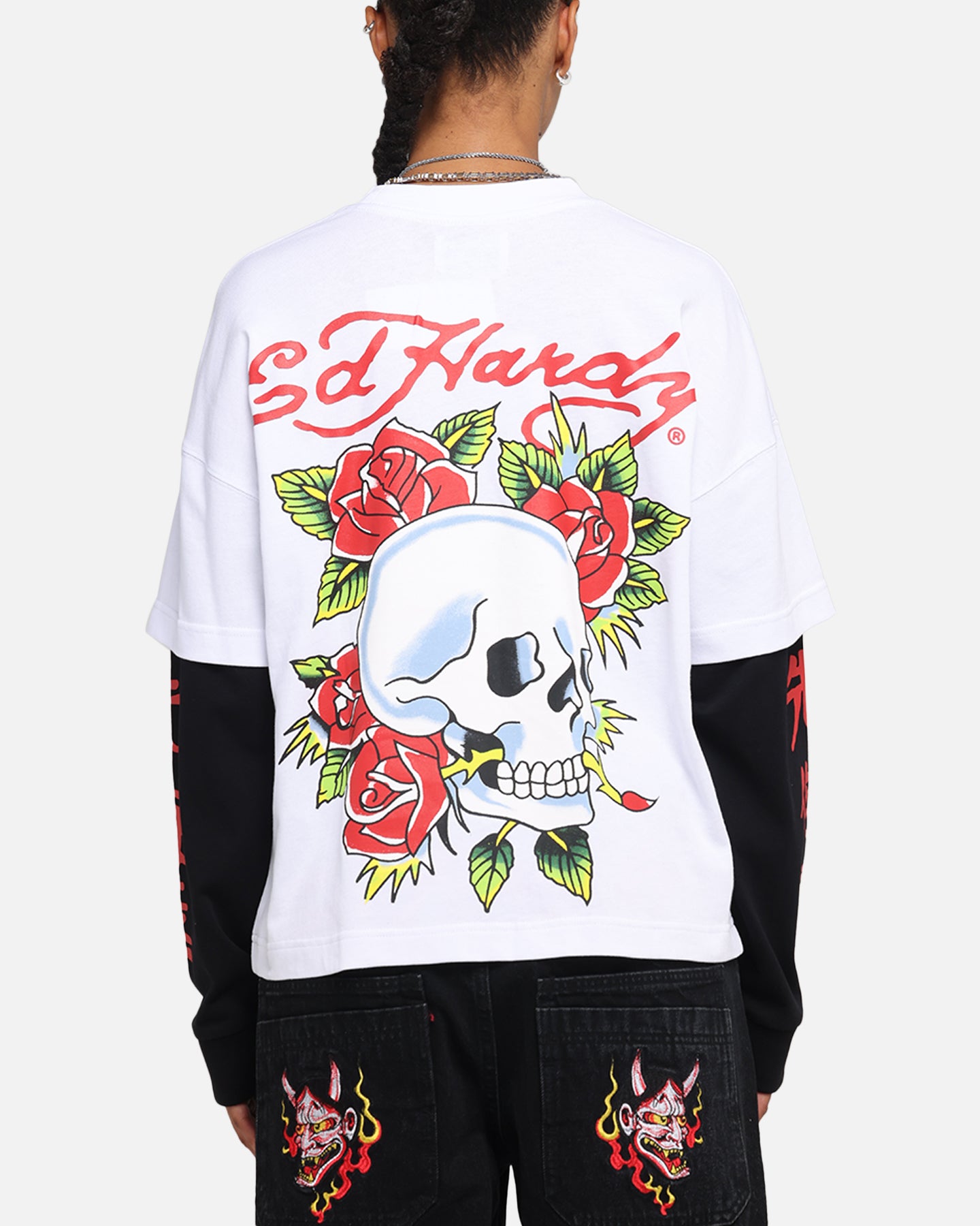 トップス 2008 rare CavariA Skull Poem Long Sleeve cavaria