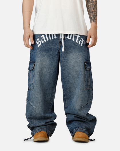 Saint Morta Gothic Denim Cargo Pants Dirty Denim