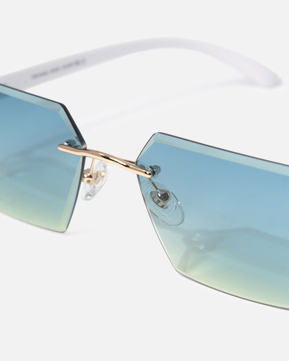 Belvoir & Co Hampton Diamond Cut Sunglasses Gold/Blue