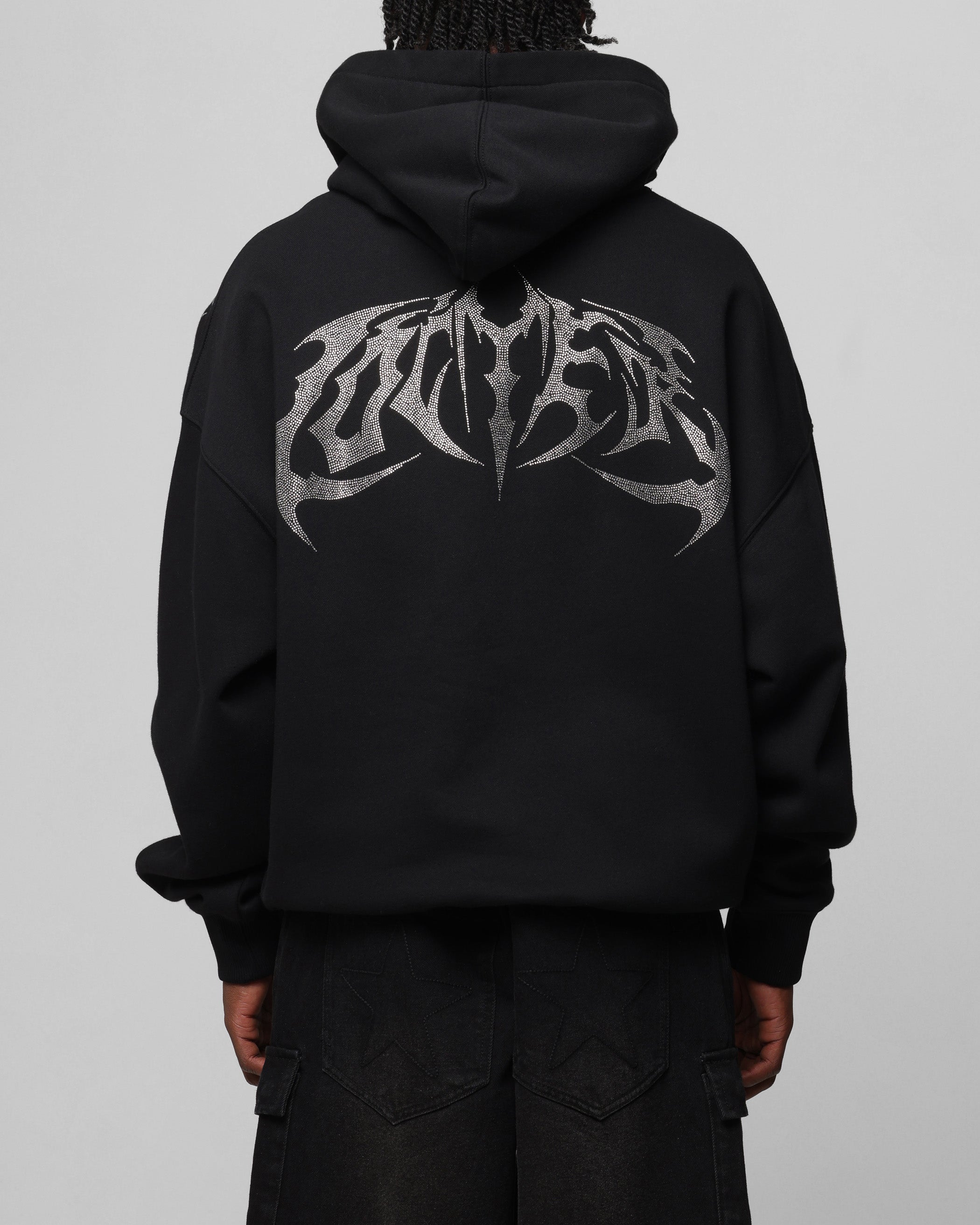 Loiter Metal Rhinestone Hoodie Black | Culture Kings US