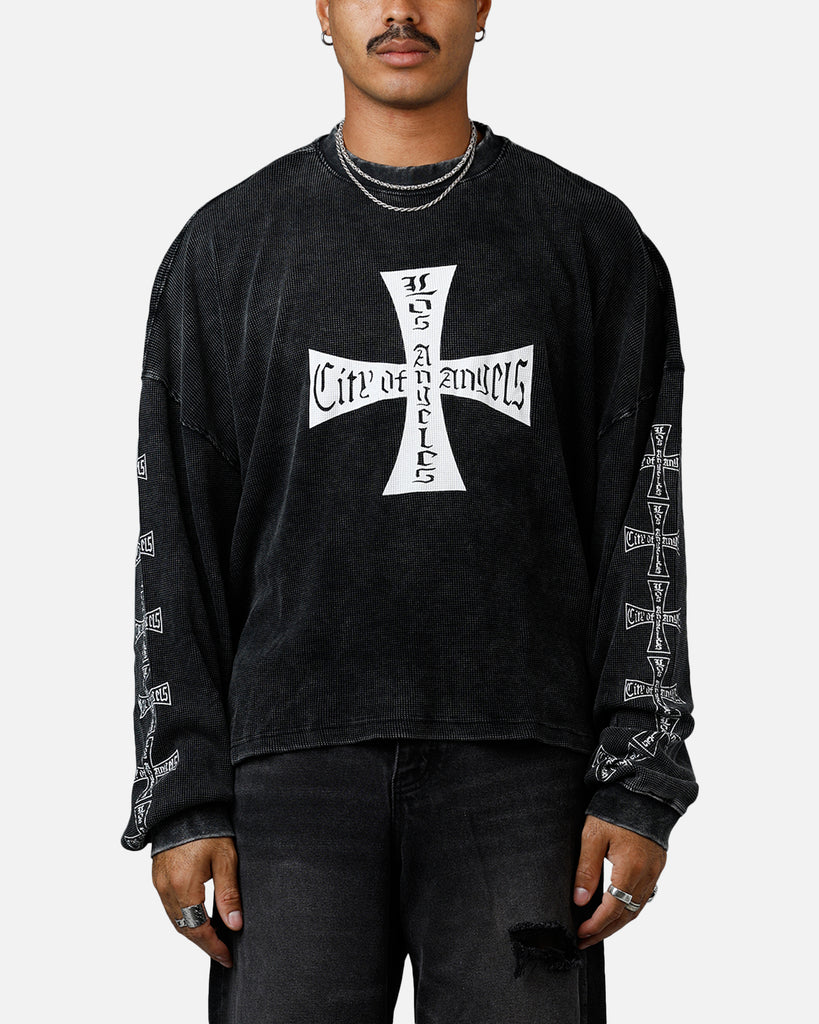 MNML Washed Chopper Thermal Long Sleeve T-Shirt Washed Black
