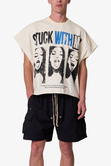 MNML Stuck With Me Cut-Off Tee Off White