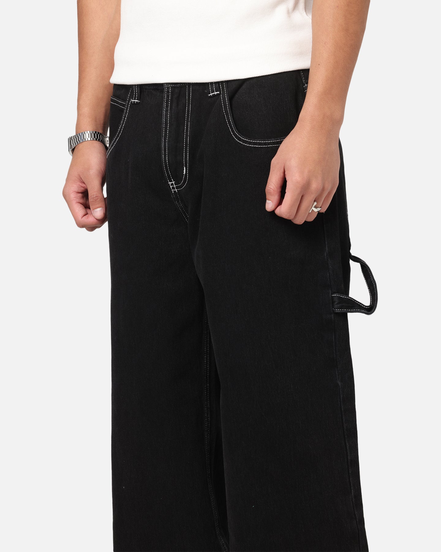 Saint Morta Amplus Fray Carpenter Jeans Contrast Black | Culture