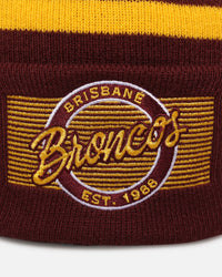 New Era Brisbane Broncos 'NRL 2025 Collection' Knitted Badged Beanie Official Team Colour