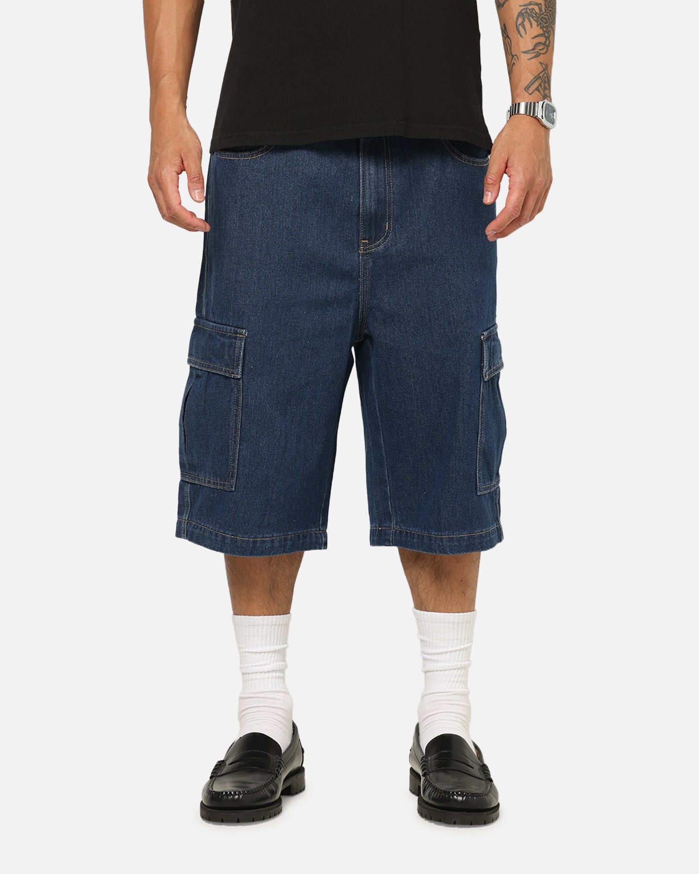 X-Large Baggy Cargo Denim 91 Shorts Dark Indigo | Culture Kings US