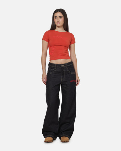 Ed Hardy Dragon Ultra Wide Leg Jeans Indigo Denim