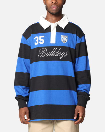 Bleacher Athletic Canterbury-Bankstown Bulldogs NRL Stripe Rugby Polo Shirt Official Team Colour