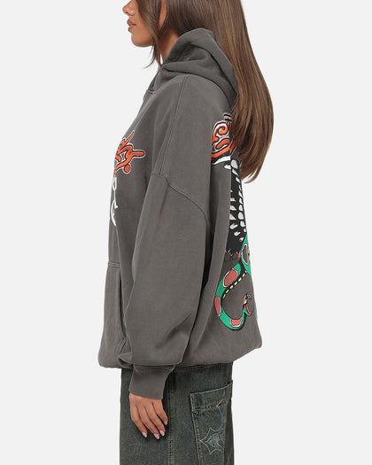 Ed Hardy Happy Motors Hoodie Washed Charcoal