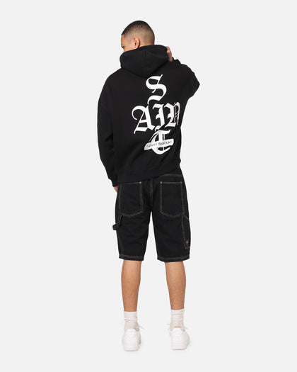 Saint Morta Gothic Stack Boxy Hoodie Black
