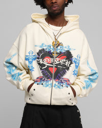 Loiter Hearts Zip Hoodie Off White