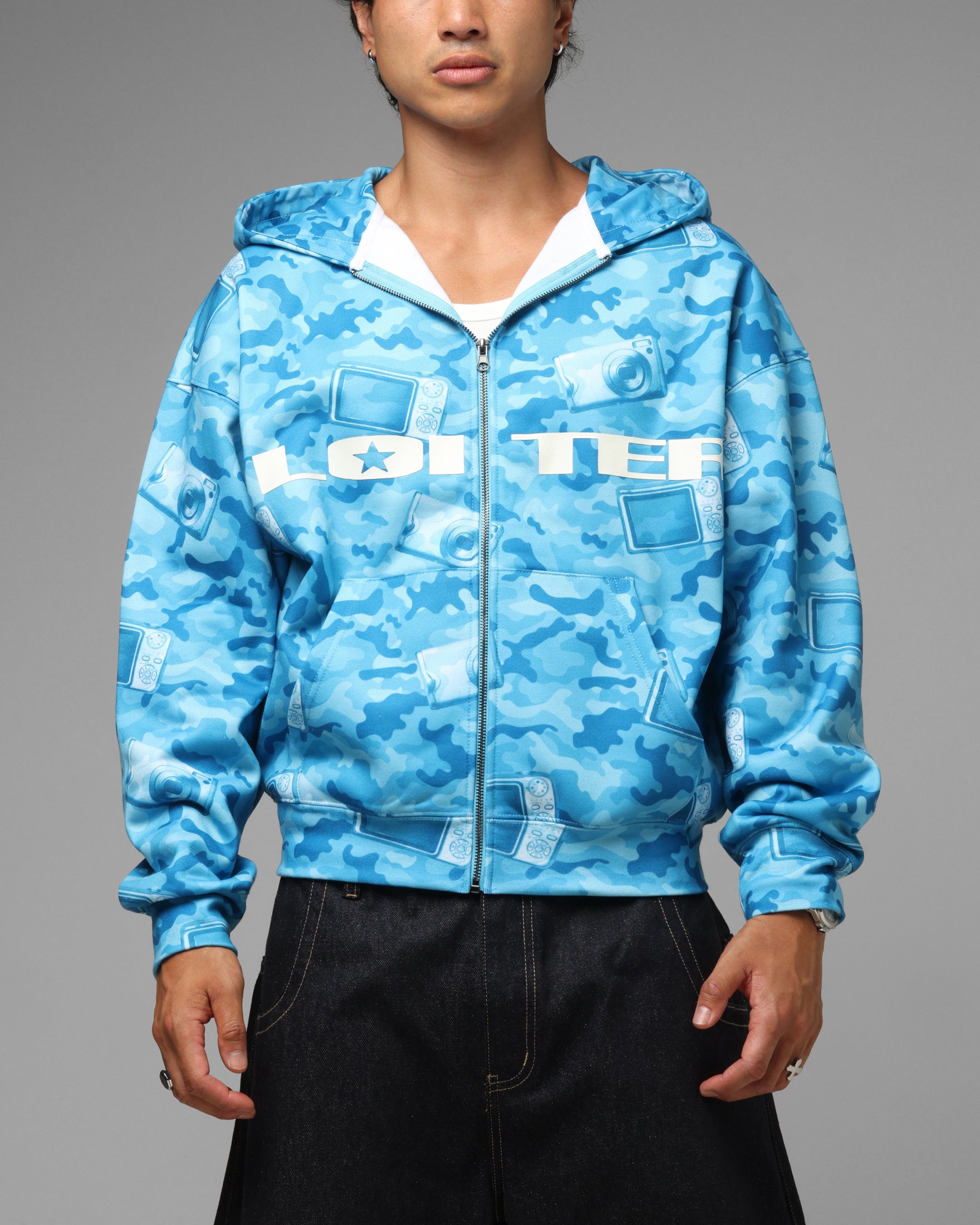 Loiter Digi Camo Zip Hoodie Blue Camo | Culture Kings US