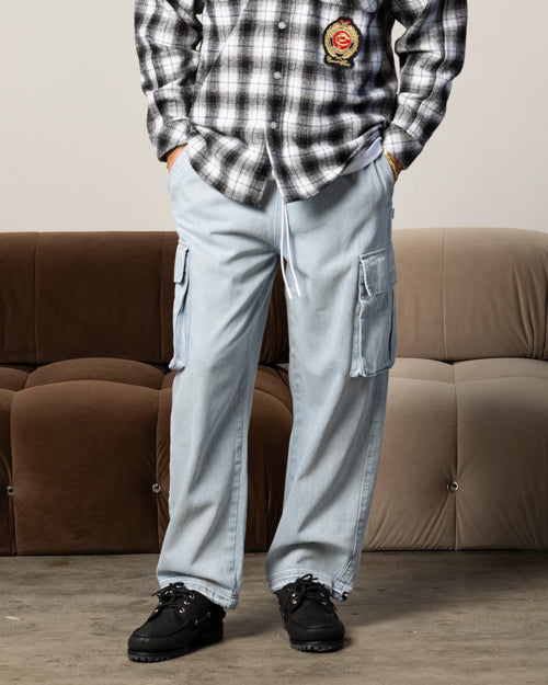 Carre Denim Superior Cargo Joggers Light Blue