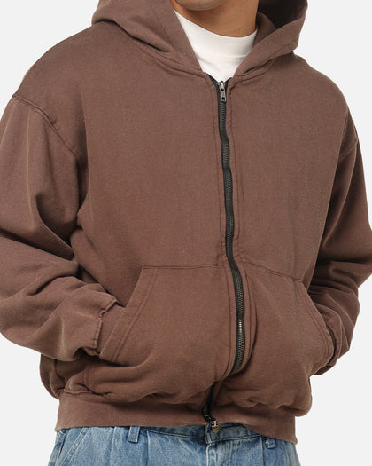 American Thrift Zip Hoodie Washed Brown