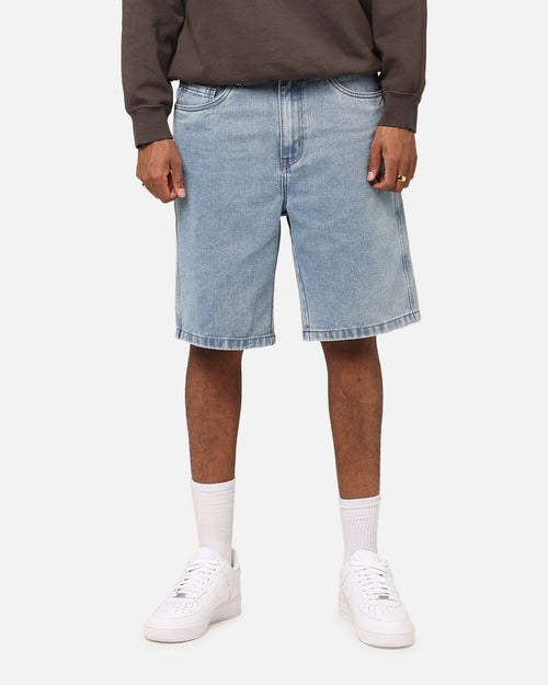 S Double Denim Standard Shorts Blue Washed Denim