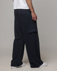 American Thrift Cargo Wide Leg Track Pants Washed Black