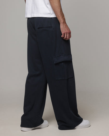 American Thrift Cargo Wide Leg Track Pants Washed Black