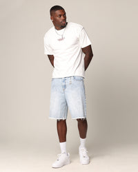 Saint Morta Inferno Baggy Denim Shorts Blue Acidwash