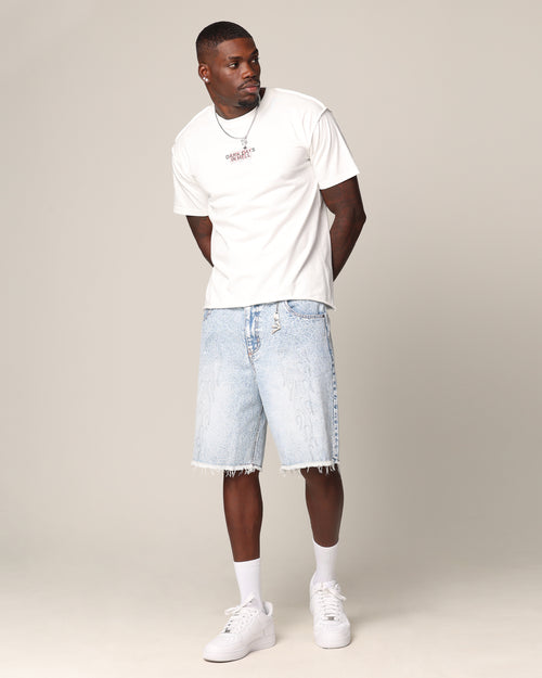 Saint Morta Inferno Baggy Denim Shorts Blue Acidwash