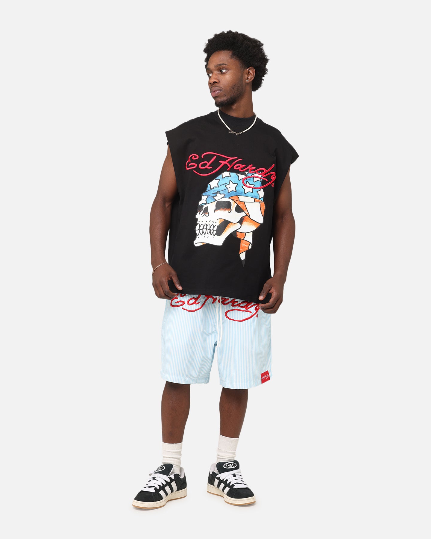 Ed Hardy Beach Shorts Blue Stripe | Culture Kings US