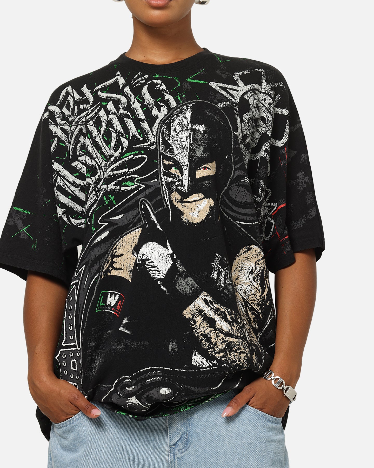 73Studio X WWE 619 All Over Print T-Shirt Black Wash | Culture