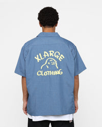 X-Large Drawing OG Open Collar T-Shirt Blue