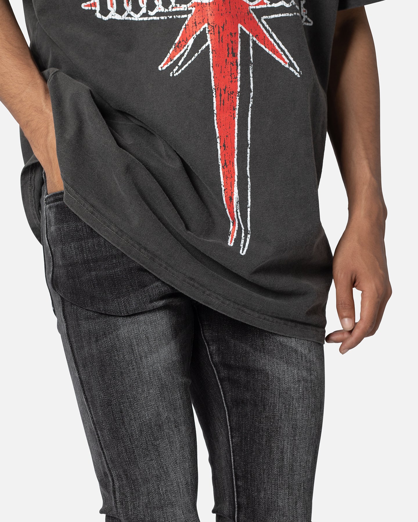 MNML X514 Skinny Stacked Denim Jeans Washed Black | Culture Kings US