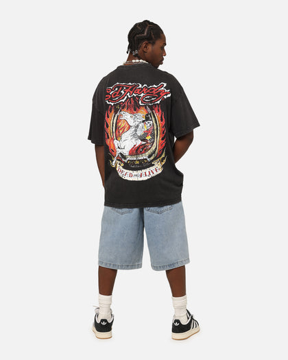 Ed Hardy Horse Power Vintage T-Shirt Black Acidwash