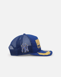 New Era New York Yankees 'Podium Pack' Pre-Curved Golfer Trucker Snapback Light Royal/Metallic Gold