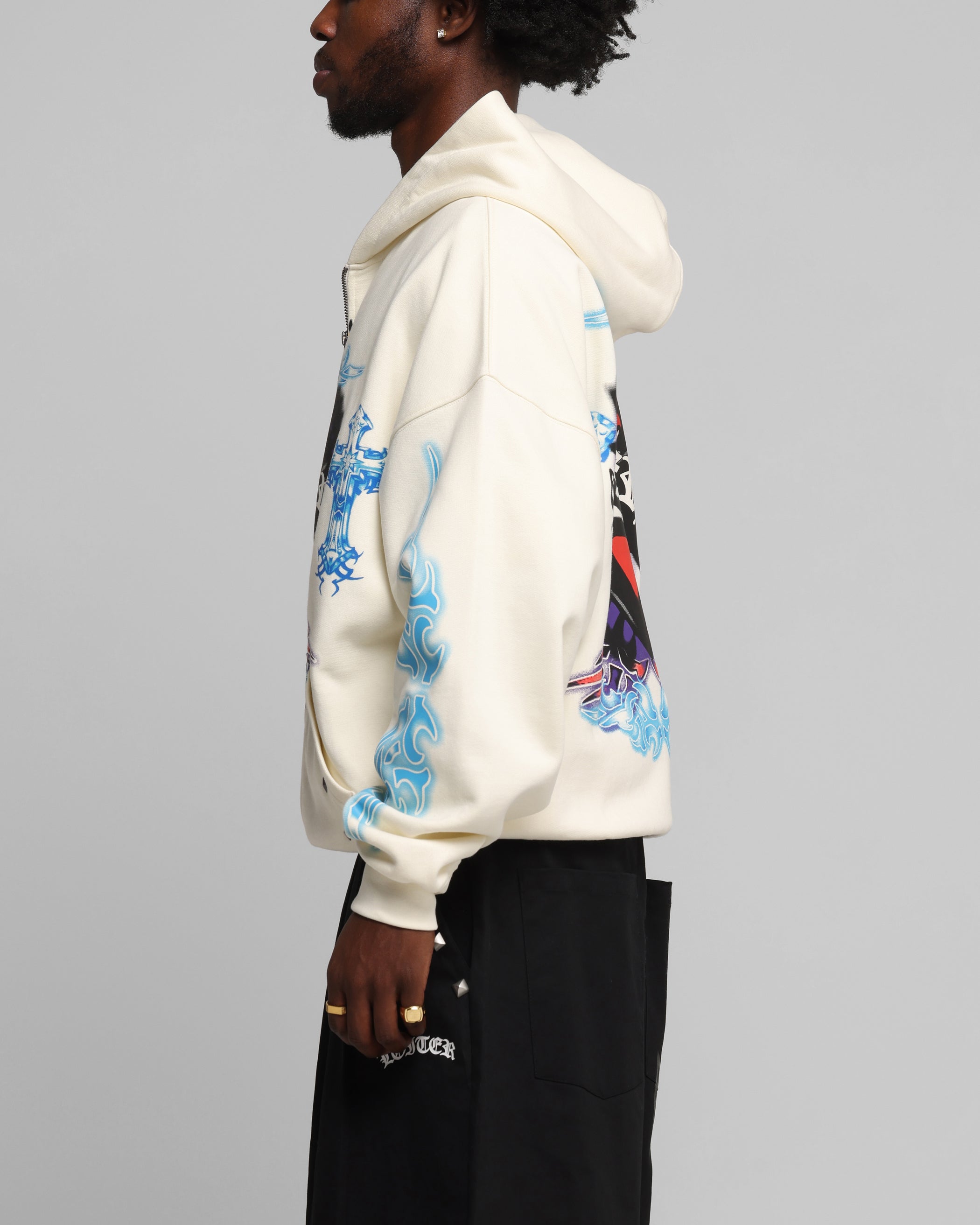 Loiter Hearts Zip Hoodie Off White | Culture Kings US