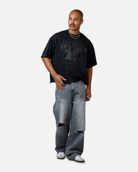 MNML Moth Eaten Cropped T-Shirt Black