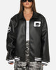 Carre Vegan Leather Varsity Jacket Black/White
