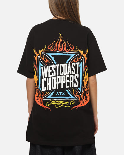 West Coast Choppers Skew Logo Flames T-Shirt Black