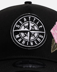 New Era Seattle Mariners 'Pink Rose Embroidery' 9FORTY A-Frame Snapback Black/Pink
