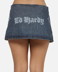 Ed Hardy Women's Crossfire Wrap Skirt Mid Blue