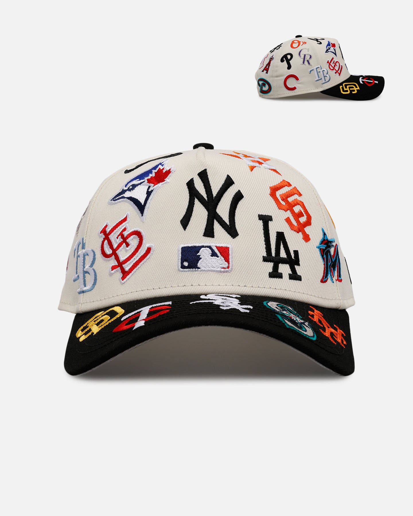 レア★NEW ERA MLB TOUR ALL TEAM 9FIFTY CAP New Era MLB 'All Over Leagues' 9FORTY A-Frame Snapback Chrome