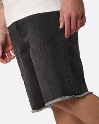 Saint Morta Inferno Baggy Denim Shorts Black Shadow