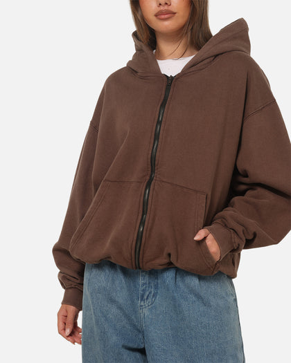 American Thrift Zip Hoodie Washed Brown