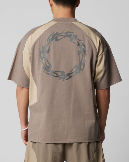 Loiter Subcultural Panel T-Shirt Brown
