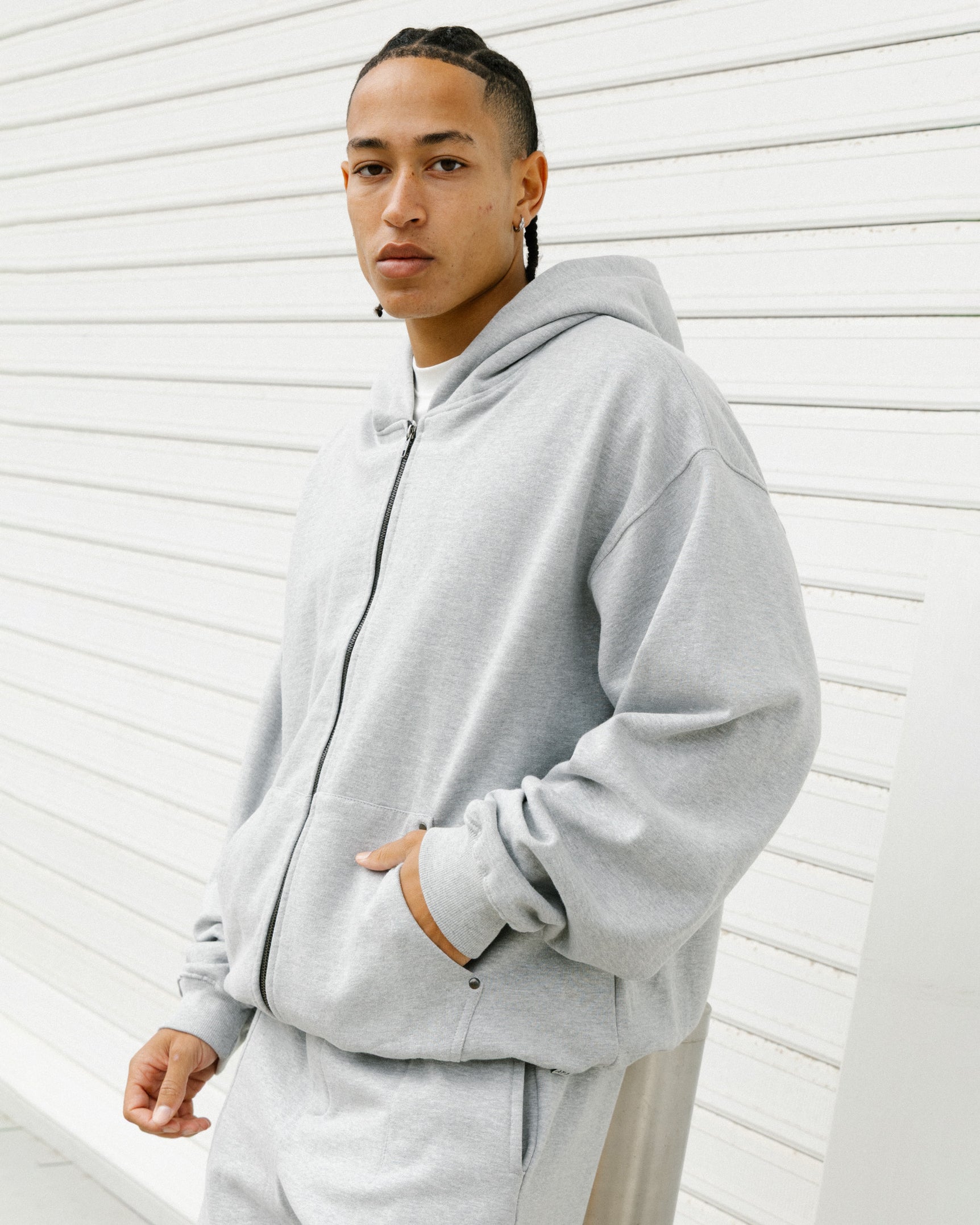 American Thrift Zip Hoodie Grey Heather | Culture Kings US