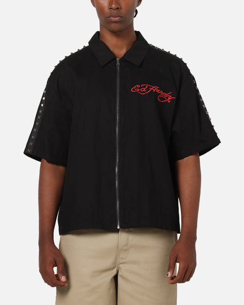Ed Hardy Panther Stud Zip Shirt Black