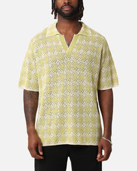 XXIII Diamonds Crochet Polo Shirt Lime