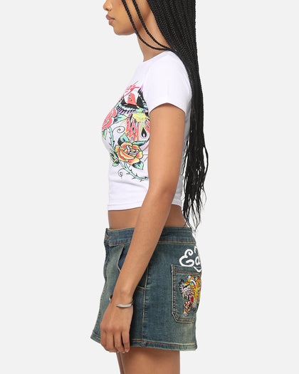 Ed Hardy Women's Phoenix Rose Baby T-Shirt White
