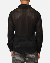 XXIII Terrace Knit Long Sleeve Button Up Shirt Black
