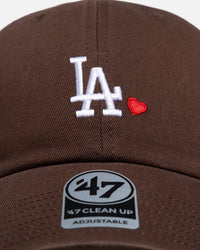 47 Brand Los Angeles Dodgers "League Heart" Clean Up Strapback Brown