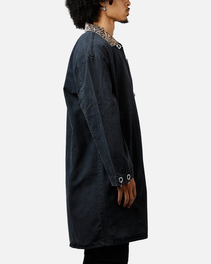 MNML Rusted Trench Coat Jacket Black